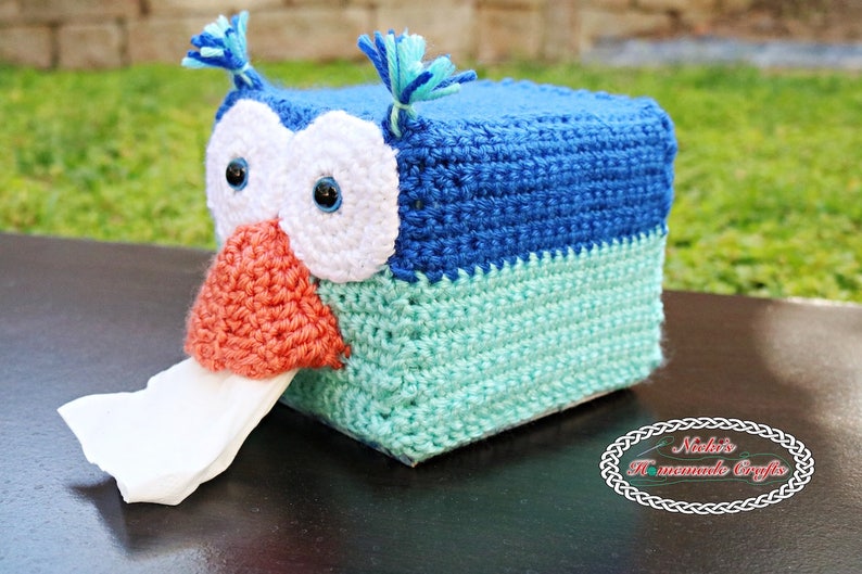 CROCHET PATTERN Owl Tissue Box Cover easy fast cool animal cute adorable kids decoration image 2