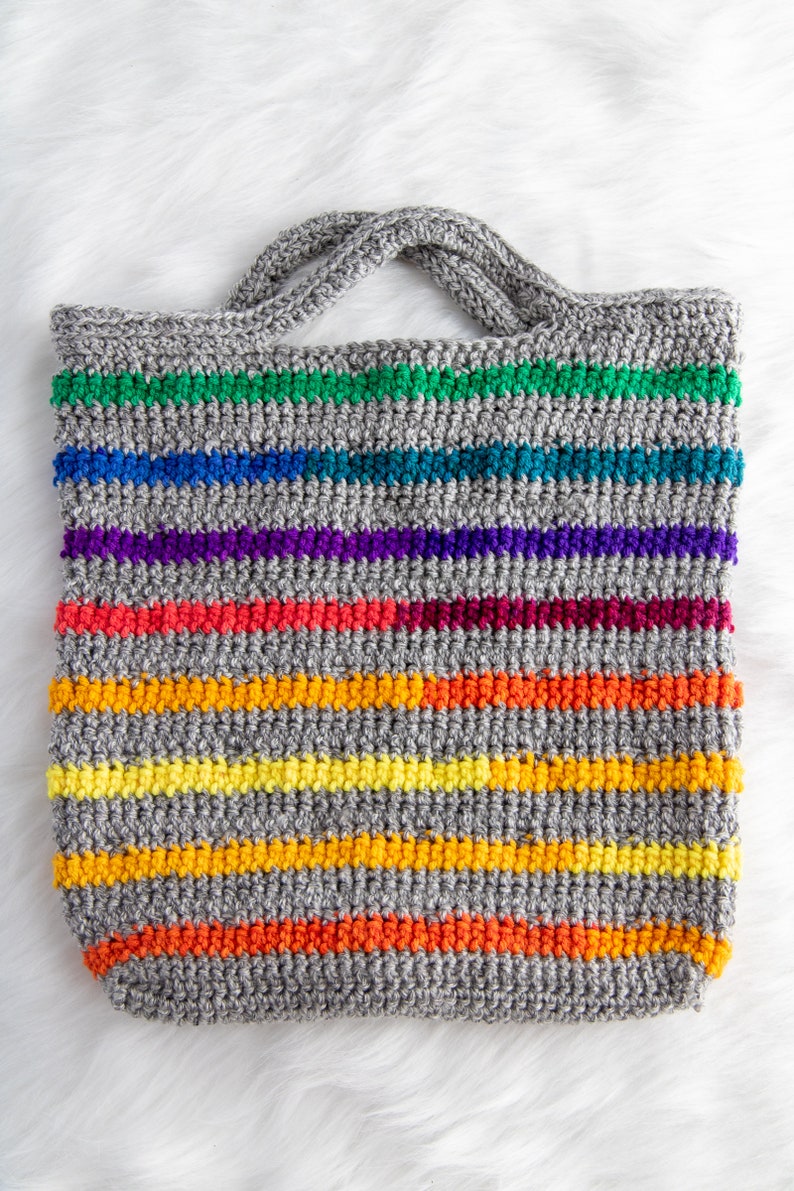 Rainbow REVERSIBLE Tote Bag CROCHET PATTERN Rainbow Bag Crochet Pattern Crochet Tote Bag Pattern Rainbow Hand Bag Crochet Pattern image 5