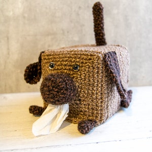 Dog Tissue Box Cover CROCHET PATTERN Crochet Dog Pattern Crochet Tissue Box Cover Crochet Tissue Holder image 2