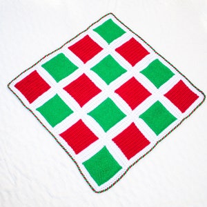 Crochet Pattern: Holiday Square Blanket Normal & Tunisian Crochet Fused with Candy Cane Border image 1