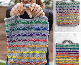 Rainbow REVERSIBLE Tote Bag CROCHET PATTERN | Rainbow Bag Crochet Pattern | Crochet Tote Bag Pattern | Rainbow Hand Bag Crochet Pattern