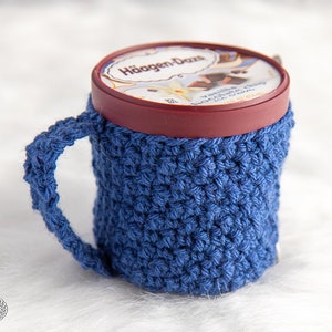 Crochet Ice Cream Cozy with Spoon Holder Pattern Crochet Ice Cream Pint Cozy Ice Cream Cozy Crochet Ice Cream Cozy Pattern image 3