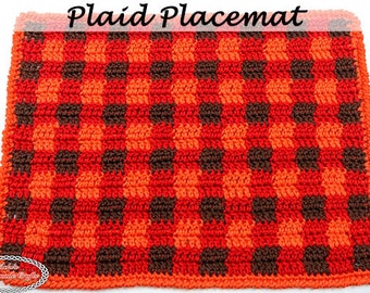 CROCHET PLACEMAT PATTERN | Buffalo Plaid Pattern | Crochet Plaid Pattern | Crochet Placemat | Crochet Kitchen