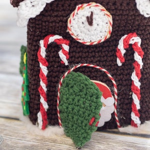 CROCHET PATTERN: Gingerbread House Tissue Box Cover Christmas Holidays Decor image 5