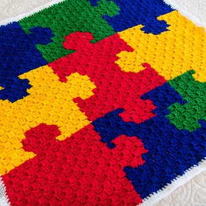 CROCHET PUZZLE BLANKET Crochet Baby Blanket Crochet Play Mat Crochet Play Rug Crochet Throw Blanket Corner to Corner Baby Blanket image 1