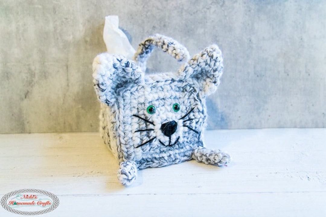 CROCHET CAT Tissue Box Cover PATTERN | Crochet Tissue Holder | Crochet ...