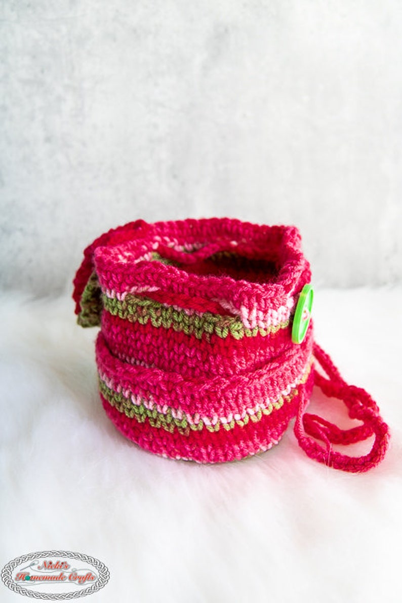 Yarn Bag CROCHET PATTERN Yarn Ball Cozy with lots of Pockets outside and inside 3 Ways to use the Yarn Bag handle image 5