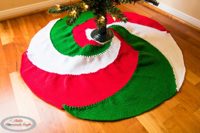 CROCHET PATTERN: Spiral Christmas Tree Skirt for the Holidays to decorate for Gift Giving Season image 5