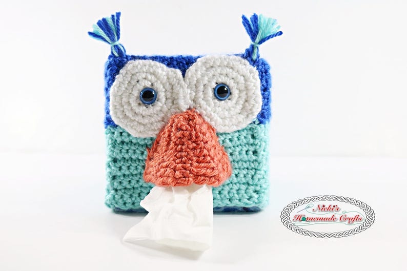 CROCHET PATTERN Owl Tissue Box Cover easy fast cool animal cute adorable kids decoration image 4