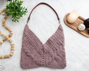 Cable CROCHET BAG PATTERN | Elegant Cable Tote Bag | 3 Granny Square Bag | Square Origami Bag for Women