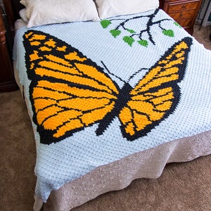 CROCHET PATTERN: Monarch Butterfly Blanket Corner to Corner C2C Pattern Crochet Butterfly Crochet Blanket Instant Download image 4