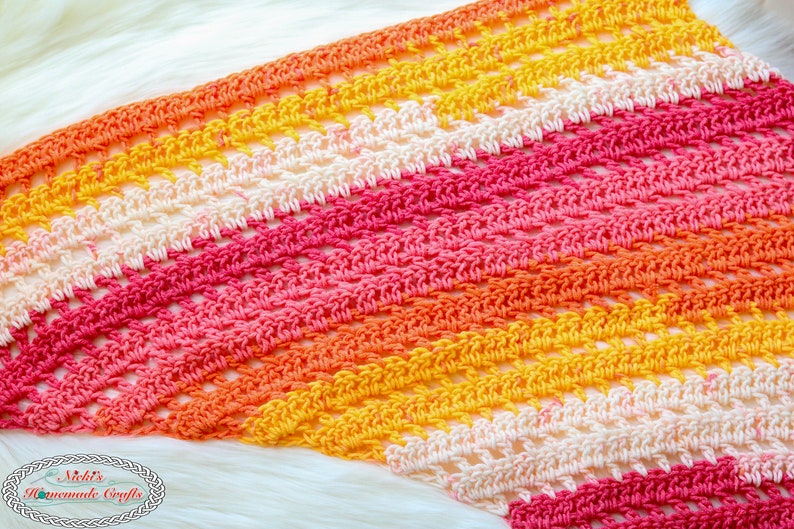 CROCHET SCARF PATTERN Striped Scarf Pattern Crochet Spring Scarf Crochet Shawl Pattern image 5