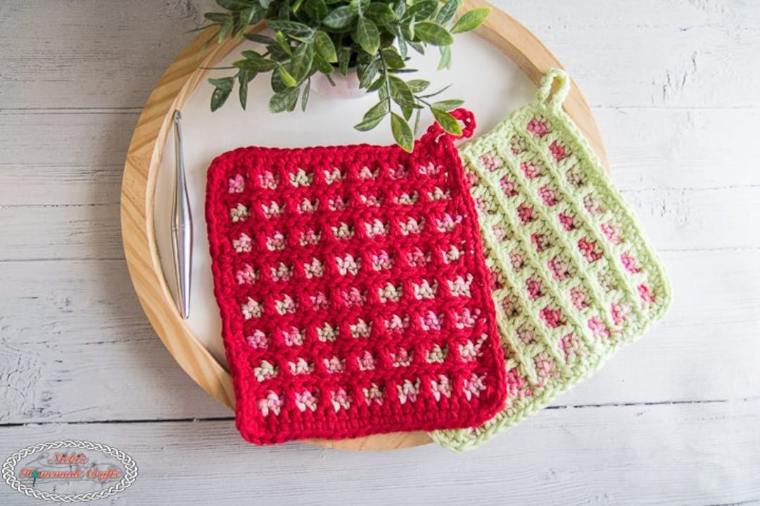 Mosaic CROCHET PATTERN Stained Glass Washcloth and Dishcloth With