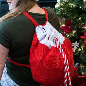 CROCHET PATTERN Santa Sack Backpack for Christmas and the Holidays Santa Gift Bag image 9