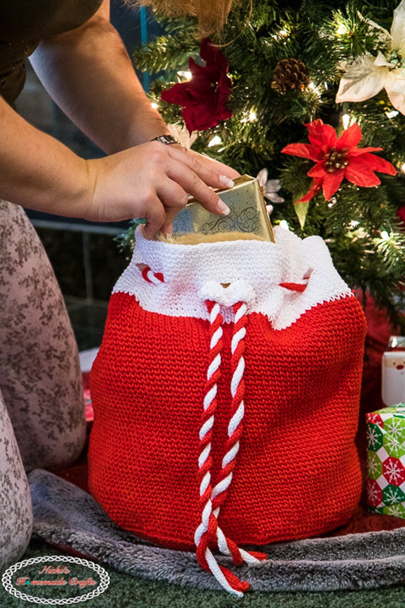 CROCHET PATTERN Santa Sack Backpack for Christmas and the Holidays Santa Gift Bag image 6