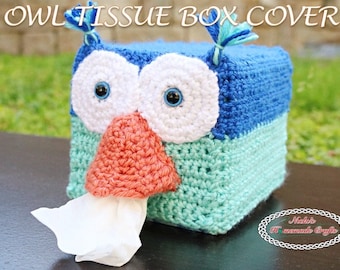 CROCHET PATTERN Owl Tissue Box Cover *easy *fast *cool *animal *cute *adorable *kids *decoration