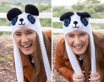 Crochet PANDA HAT with MOVEABLE Ears Pattern | Crochet Bear Hat | Panda Crochet Pattern | Moving Ears Hat | Crochet Christmas Gifts