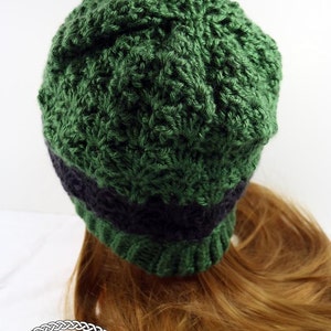 PATTERN St. Patrick's Beanie crochet shamrock clover irish fan stitch image 5