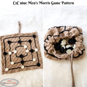 PDF C2C Nine Men&#39;s Morris Game Bag CROCHET PATTERN | Beginner Friendly Crochet Pattern | Corner to Corner Crochet Pattern