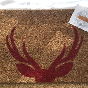 Deer antlers - coconut fibre doormat - customizable | personal gift | Christmas decoration & gift idea for Christmas | Hunting