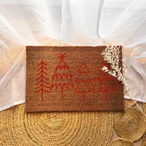 Fußmatte Tannenbäume aus Kokosfasern personalisierbar persönliches Geschenk Weihnachtsdeko & Geschenkidee zu Weihnachten Bild 2