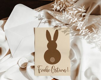 Grußkarte / Klappkarte zum Geburtstag "frohe Ostern" mit weißem Umschlag und Wachssiegel | boho | Naturtöne | illustriert