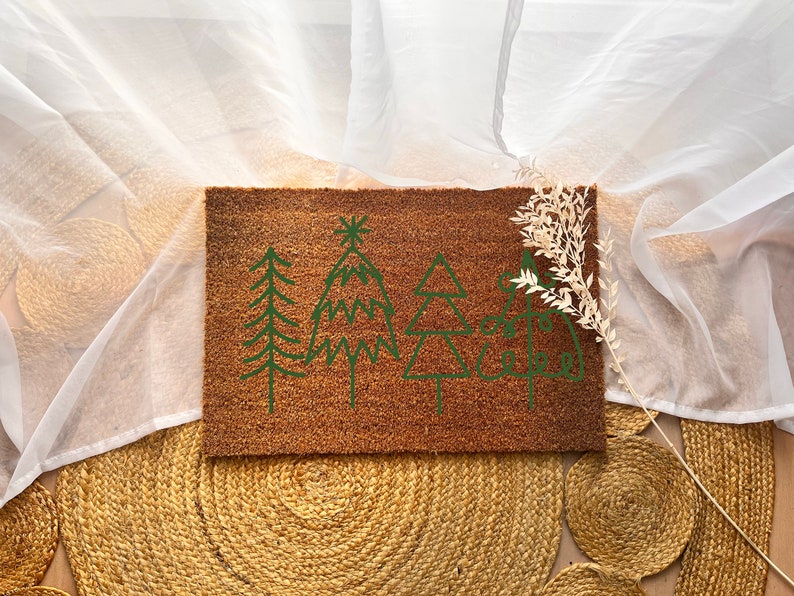 Fußmatte Tannenbäume aus Kokosfasern personalisierbar persönliches Geschenk Weihnachtsdeko & Geschenkidee zu Weihnachten Bild 4
