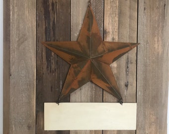 Rustic Metal Star Sign, Hanging Star Decor