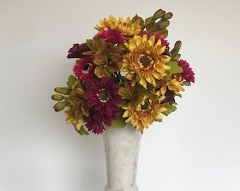 Artificial Fall Daisy Bouquet, Fall Floral Arrangement, Mixed Floral Bush