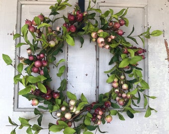 Corona de manzanos silvestres artificiales: Decoración de verano para la puerta principal