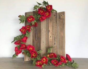 Red Poppy Floral Garland, Artificial Floral Garland, Garland Home Decor