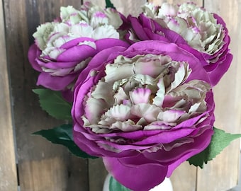 Artificial Peony Bundle, Purple Mix Peonies, Spring Flowers, Artificial Vase Filler