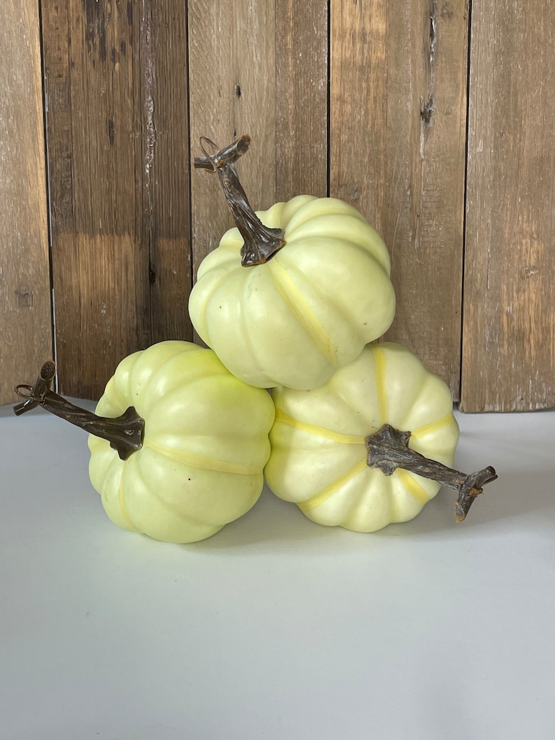 Cream Pumpkins for Decorating, Mini Cream Pumpkin Decor, DIY Pumpkin Wreath, Cream Pumpkin Picks on Stem image 2