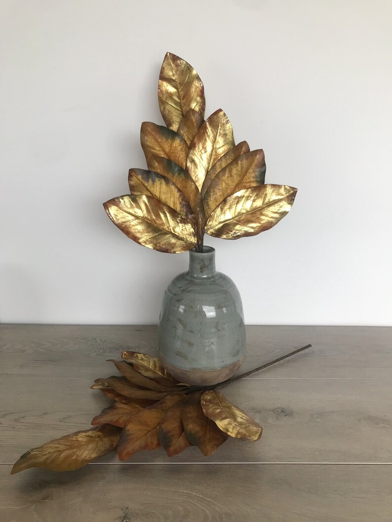 Gold Magnolia Leaf Stem, Artificial Magnolia Leaves, Magnolia Leaf