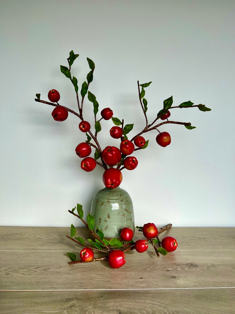 Bundle of 3 Spring Red Apple Branches for Home Decorating, DIY Home Decor Projects image 1