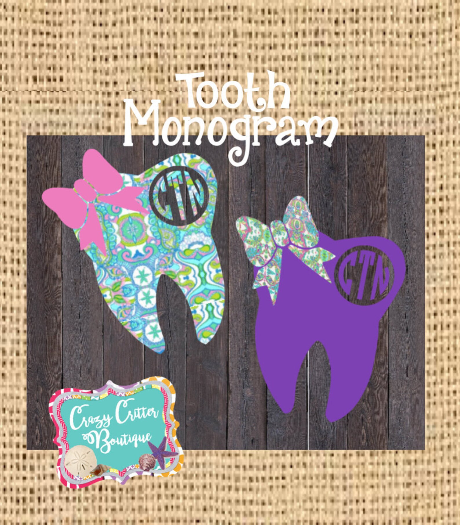 Tooth Decal Monogram Dental Health Decal YETI Decal car Etsy