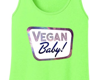 VEGAN Baby! Holographic Printed Ladies Tank Top