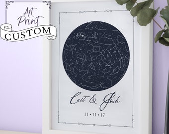Star Map Personalized Gift Custom Star Map by Date Constellation Map Star Chart Night Sky Map Wedding Gift Anniversary Gift