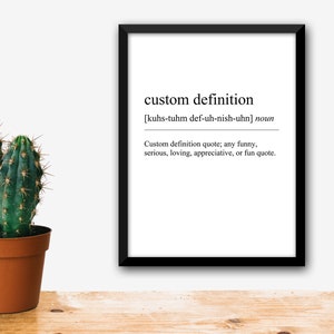 Definition Print Custom Decor Typography PDF Template Dictionary Digital Download Personalized Printable Wall Art Editable Quote Prints Gift