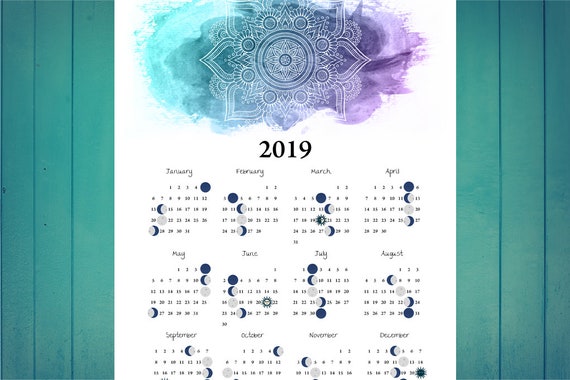 Moon Chart Calendar 2019