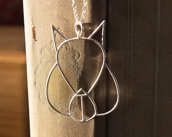 Silver Squirrel Necklace - Handmade - Geometric - Animal - Cute Critter Jewellery
