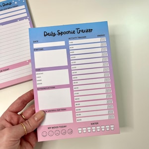 Daily Spoonie Tracker Notepad - memo pad journal symptom tracker & activity log to help you manage your spoons for chronic illness warriors