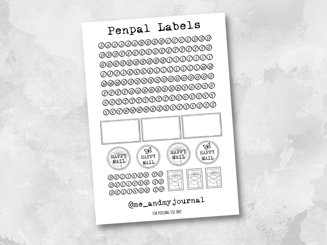 Printable Penpal Labels - Penpal Stationery - Letter Writing - Penpal Labels - Happy Mail ...