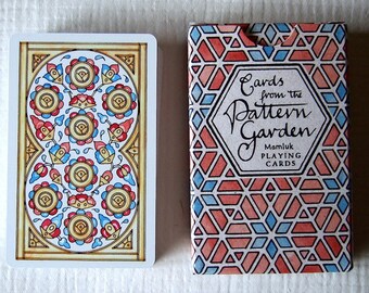 Cards from the Pattern Garden (medieval Mamluk style playing cards, hand drawn, watercolour painted)