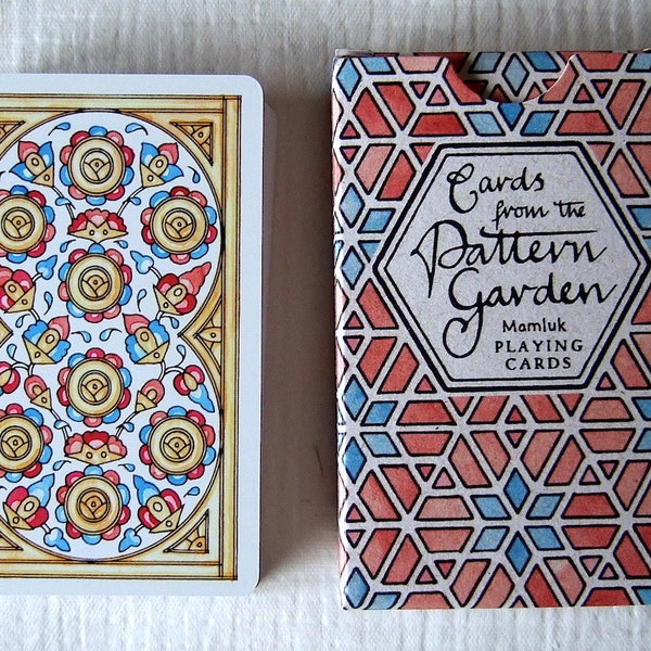 Cards from the Pattern Garden (medieval Mamluk style playing cards, hand drawn, watercolour painted)