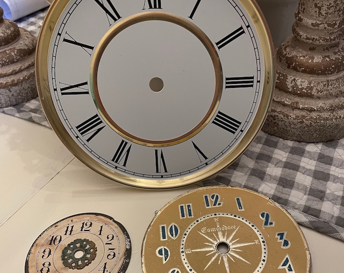 Vintage Antique Clock Faces Lot of 3 All Metal Midcentury 1940's