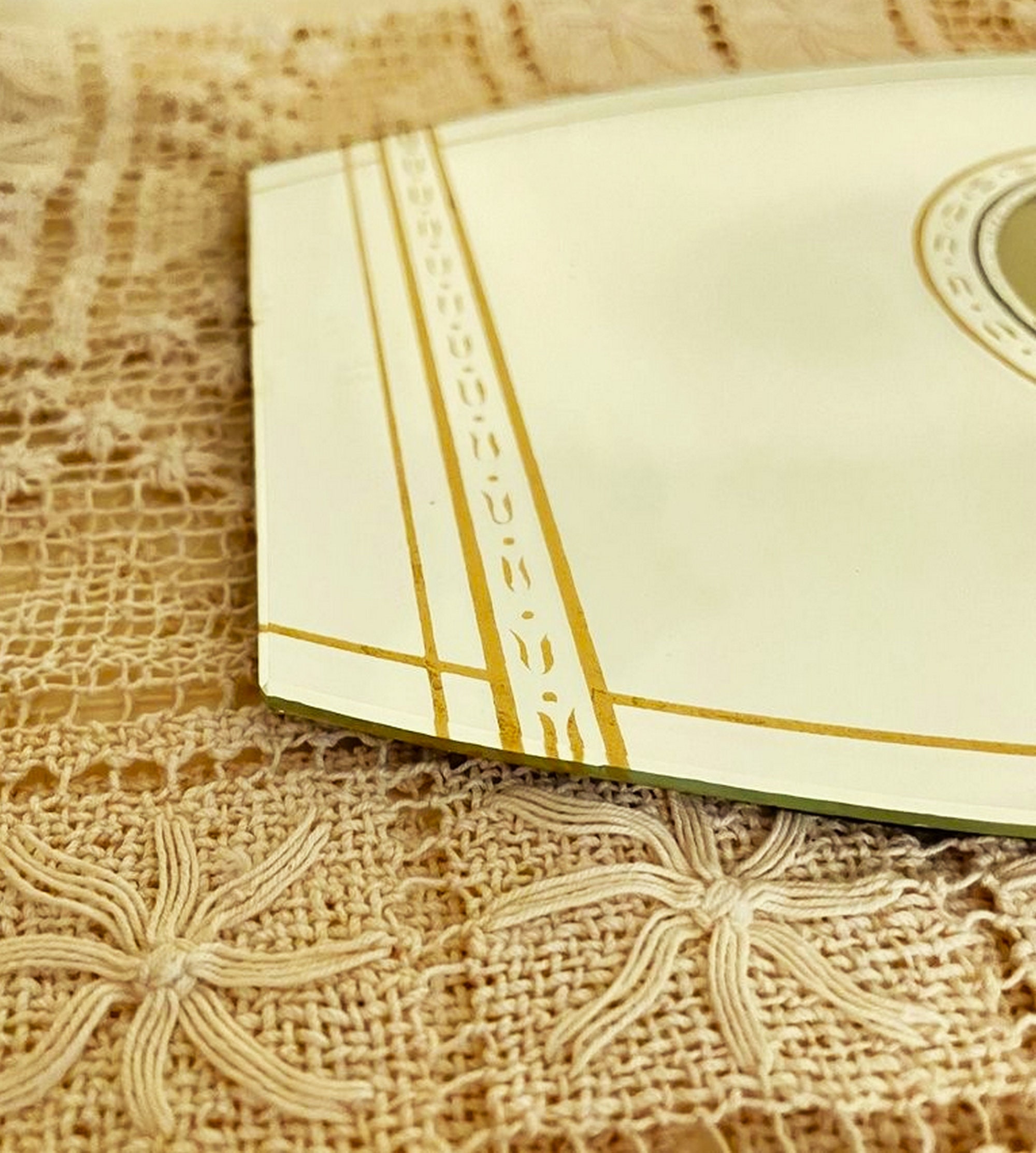 Art Deco Vanity Mirror Unique Gold Paint Under Glass Vintage Sunburst