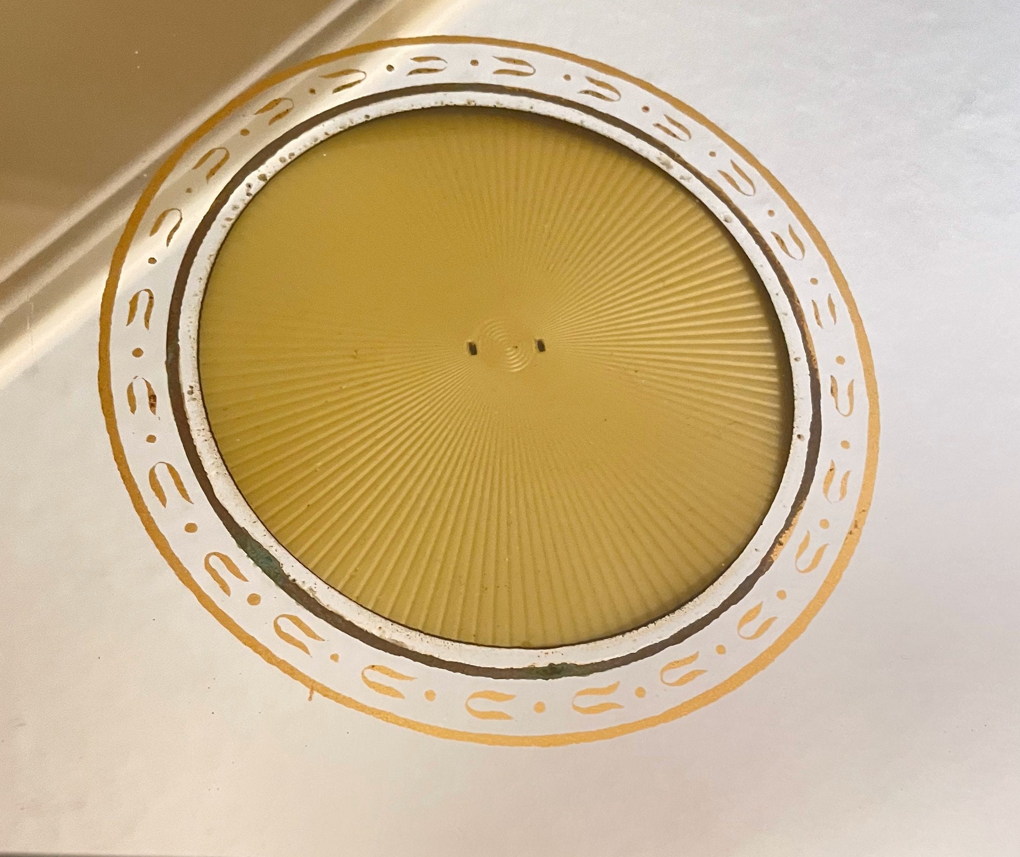 Art Deco Vanity Mirror Unique Gold Paint Under Glass Vintage Sunburst