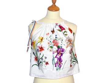 flower print top, summer ruffle blouse, burning man costumes