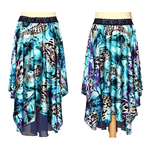 asymmetrical flowing skirt